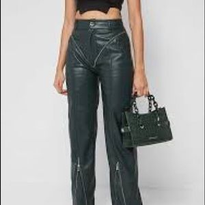 Maniere de Voire,Vegan leather pants green, US16